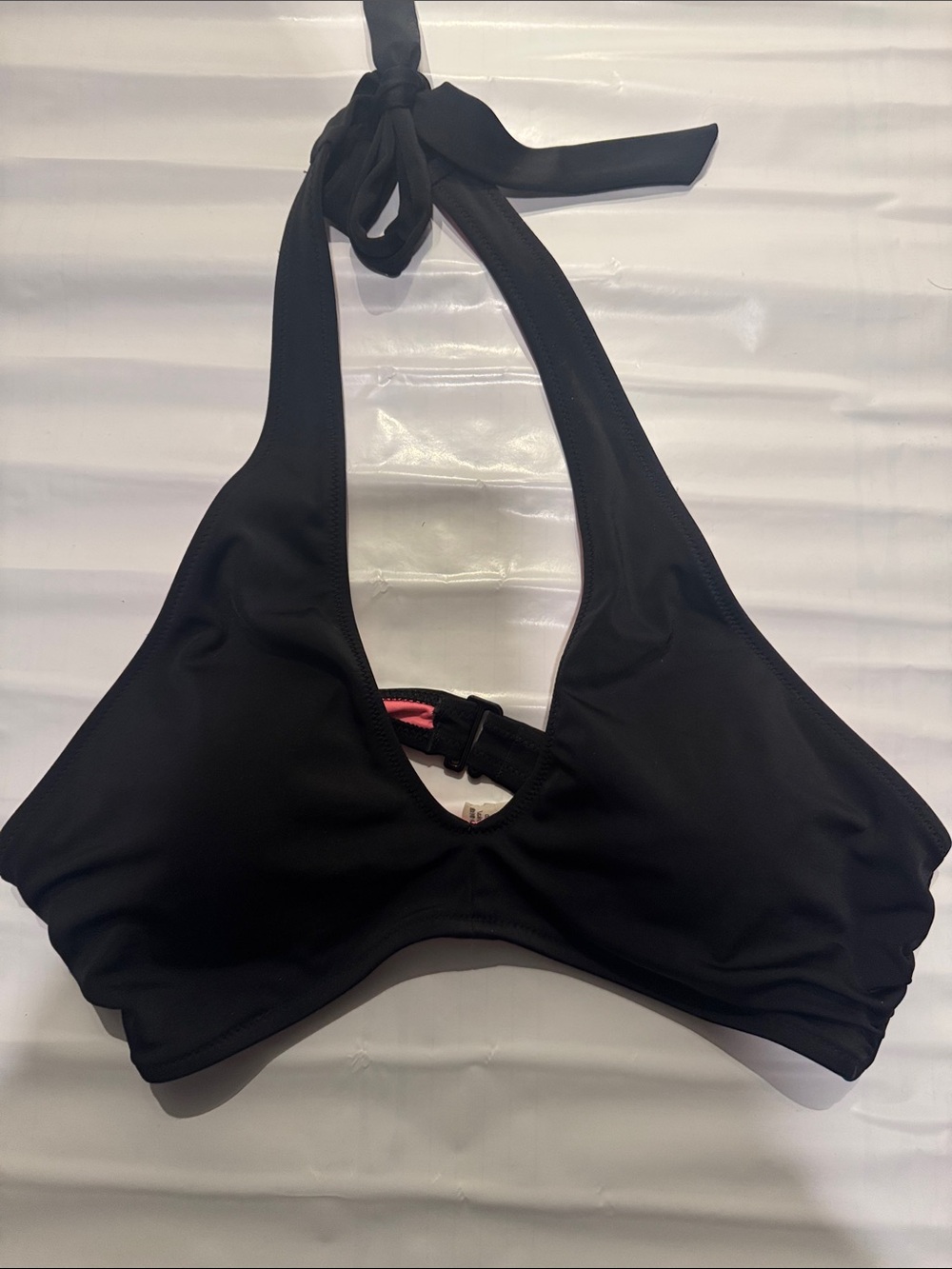 PINK - Black Halter Swim Top with Tie Neck - Women Intimates & Sleepwear